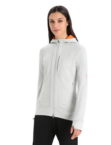 Bluzy Z Kapturem Icebreaker Merino Quantum III Long Sleeve Zip Damskie Pomarańczowe Szare | PL 1271LISH